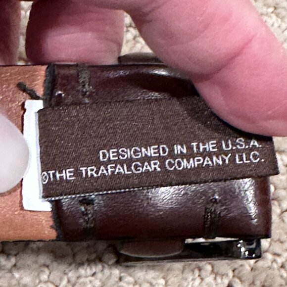 Trafalgar Cameron Leather Dress Belt Mahogany Brown Burnished Size 44 #1101TFR8 - Picture 5 of 15